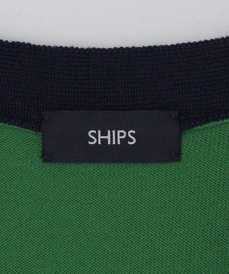 SHIPS「SHIPS:〈手洗い可能〉ICE WOOL カラーパネル Vネック ニット カーディガン」|カーディガン|