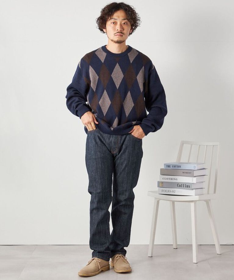 SHIPS any「SHIPS any: 〈手洗い可能〉コットン カシミヤ アーガイル チェック クルーネック ニット◇」|ニット・セーター|