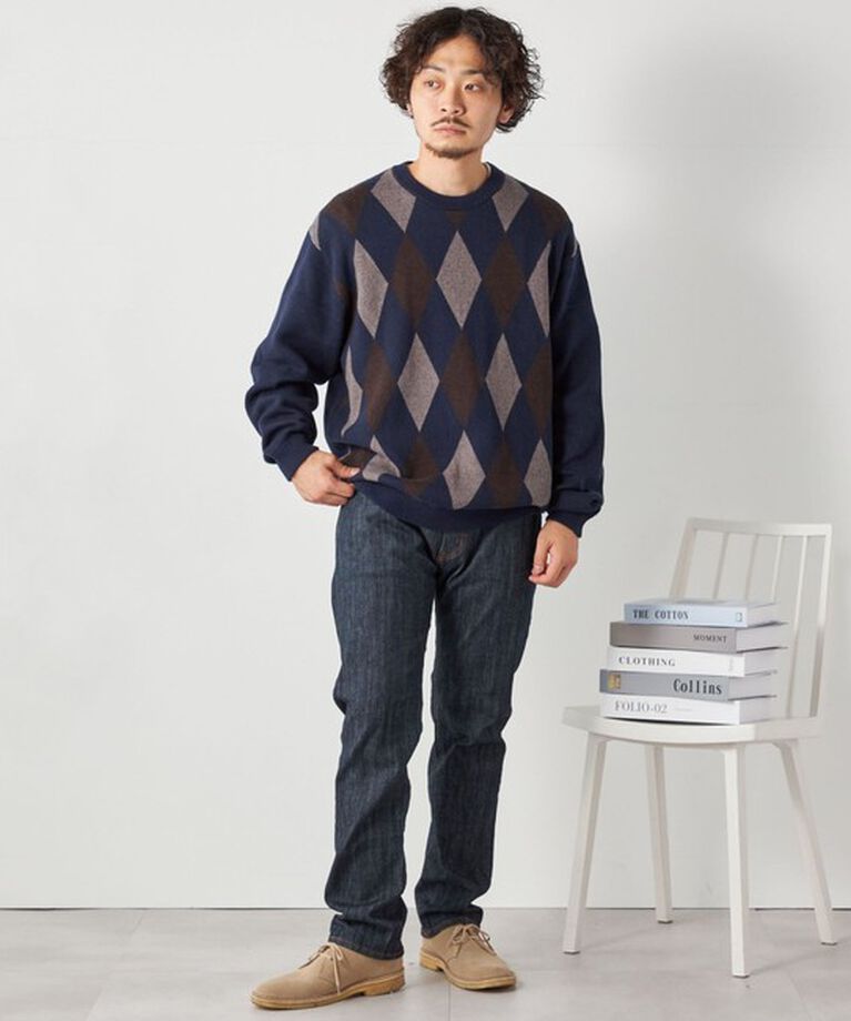 SHIPS any「SHIPS any: 〈手洗い可能〉コットン カシミヤ アーガイル チェック クルーネック ニット◇」|ニット・セーター|