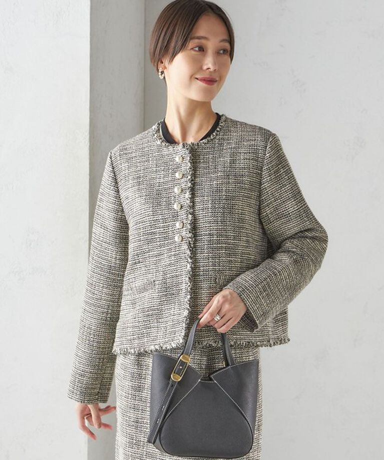 SHIPS for women「〈セレモニー対応可〉スラブ ツイード ノーカラー ジャケット（セットアップ対応）」|ノーカラージャケット|