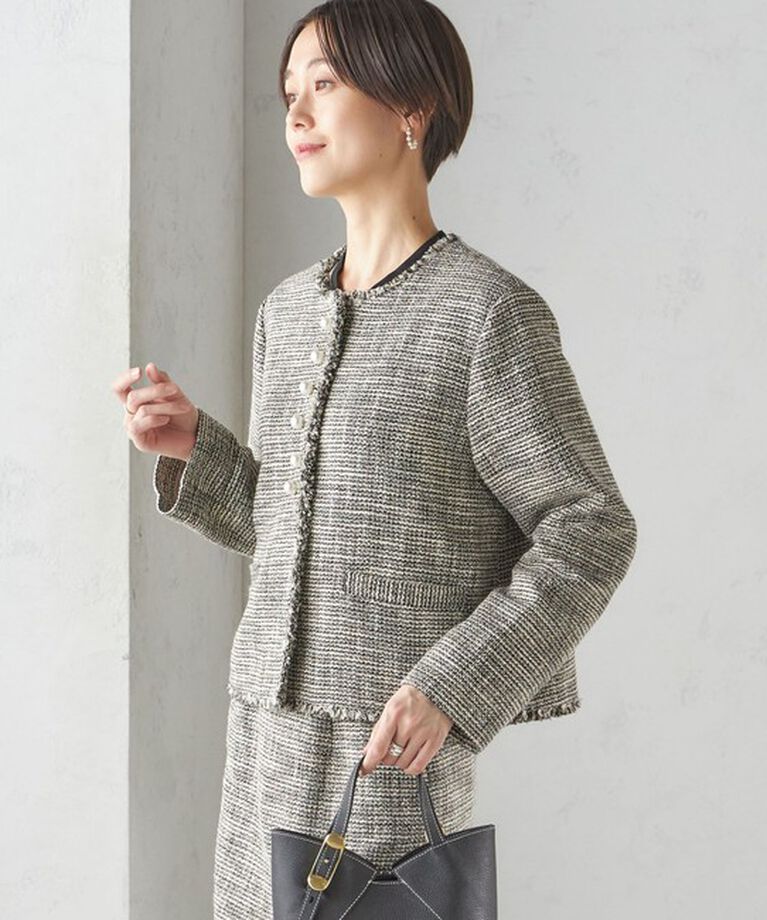 SHIPS for women「〈セレモニー対応可〉スラブ ツイード ノーカラー ジャケット（セットアップ対応）」|ノーカラージャケット|