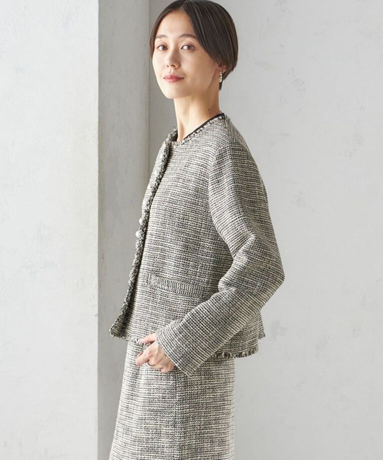 SHIPS for women「〈セレモニー対応可〉スラブ ツイード ノーカラー ジャケット（セットアップ対応）」|ノーカラージャケット|