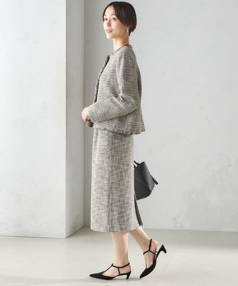SHIPS for women「〈セレモニー対応可〉スラブ ツイード ノーカラー ジャケット（セットアップ対応）」|ノーカラージャケット|