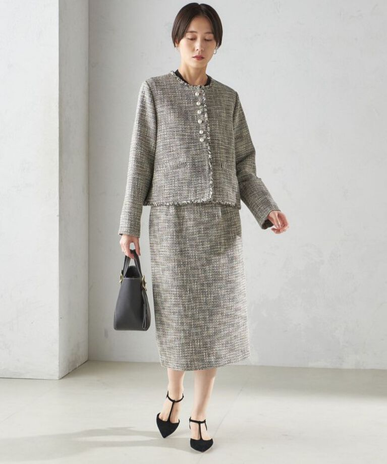 SHIPS for women「〈セレモニー対応可〉スラブ ツイード ノーカラー ジャケット（セットアップ対応）」|ノーカラージャケット|