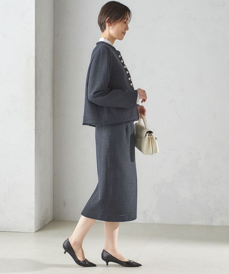 SHIPS for women「〈セレモニー対応可〉スラブ ツイード ノーカラー ジャケット（セットアップ対応）」|ノーカラージャケット|