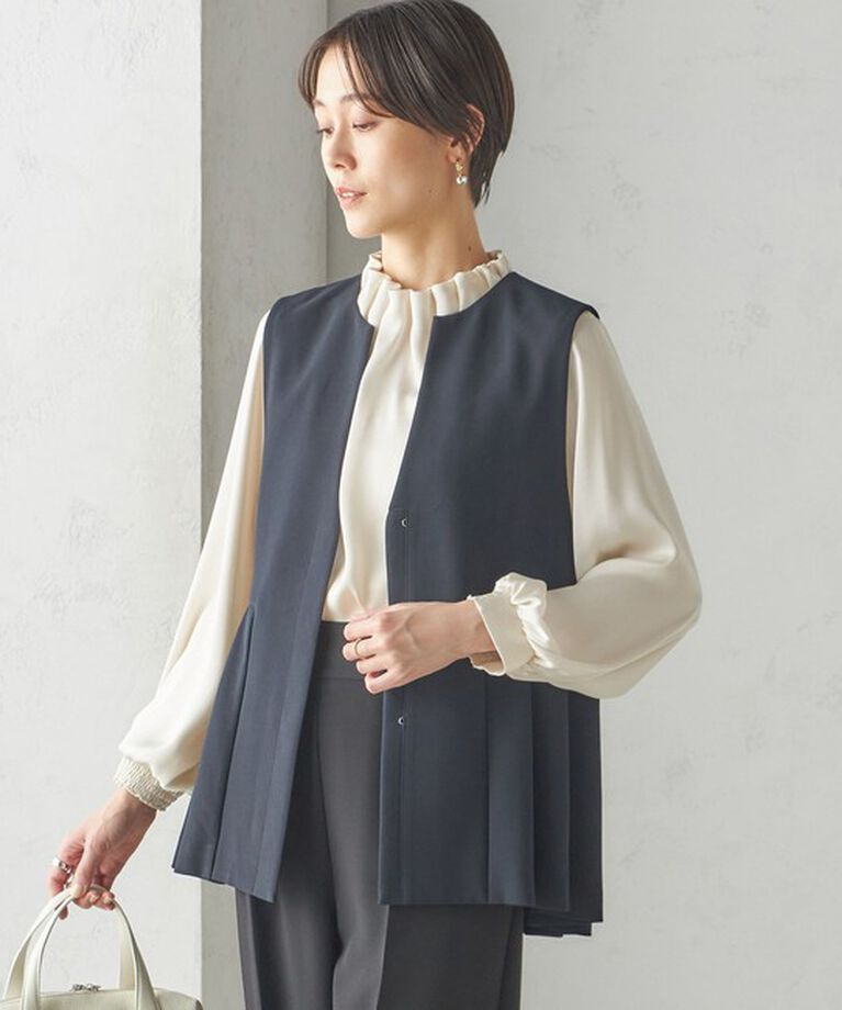 SHIPS for women「〈手洗い可能〉ヴィンテージ サテン ネック ギャザー ブラウス」|シャツ・ブラウス|