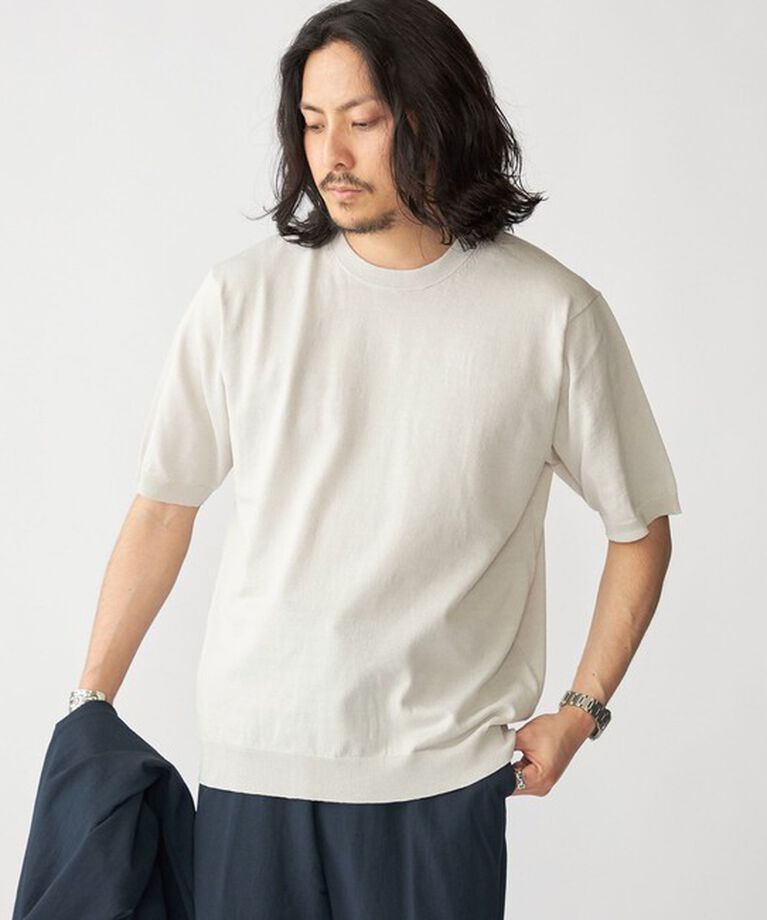 SHIPS「SHIPS: 〈手洗い可能〉 14ゲージ TEXBRID(R) リネン ニット Tシャツ」|ニット・セーター|