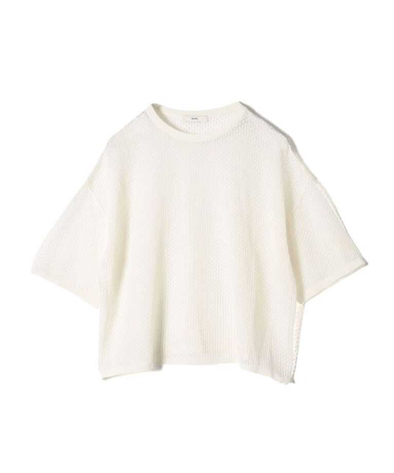 SHIPS for women「〈手洗い可能〉メッシュ編 半袖 ニット プルオーバー」|ニット・セーター|