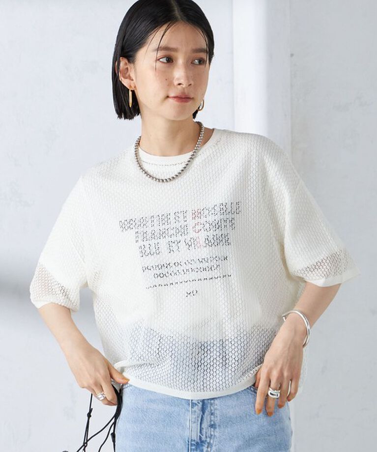 SHIPS for women「〈手洗い可能〉メッシュ編 半袖 ニット プルオーバー」|ニット・セーター|