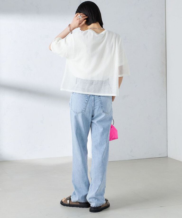 SHIPS for women「〈手洗い可能〉メッシュ編 半袖 ニット プルオーバー」|ニット・セーター|