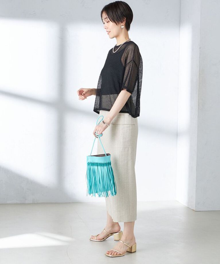 SHIPS for women「〈手洗い可能〉メッシュ編 半袖 ニット プルオーバー」|ニット・セーター|