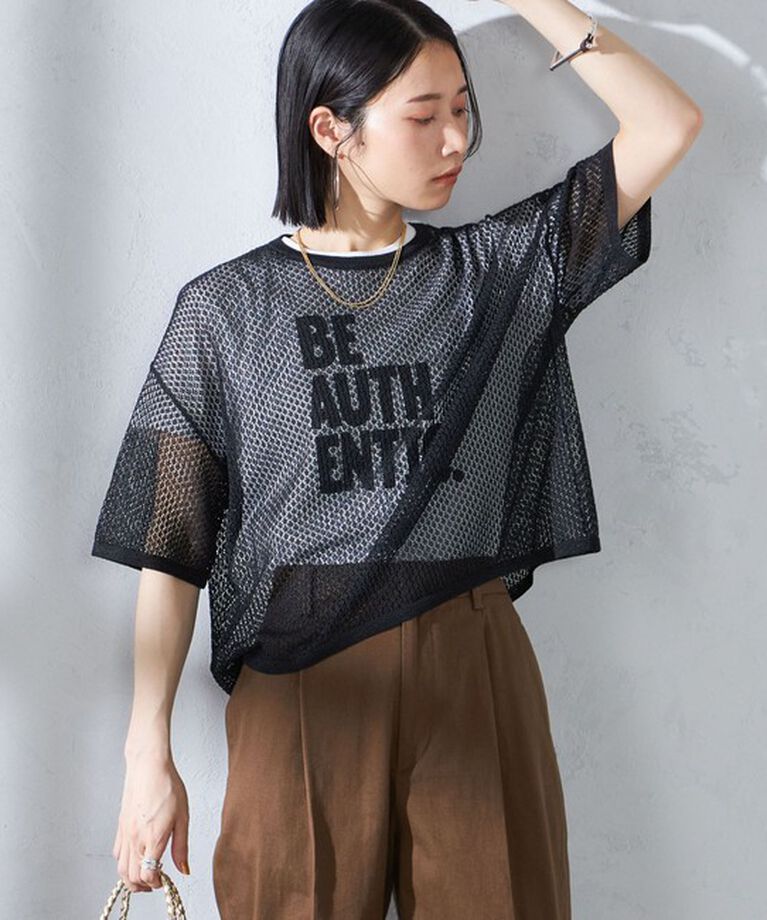 SHIPS for women「〈手洗い可能〉メッシュ編 半袖 ニット プルオーバー」|ニット・セーター|