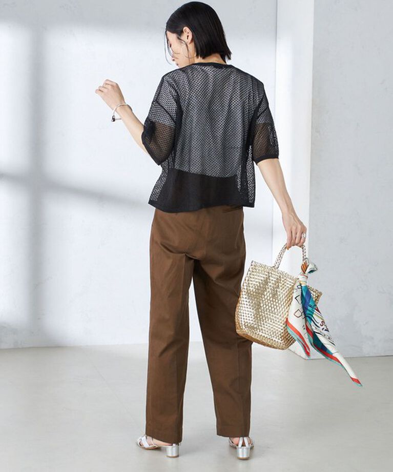 SHIPS for women「〈手洗い可能〉メッシュ編 半袖 ニット プルオーバー」|ニット・セーター|
