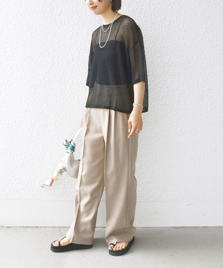 SHIPS for women「〈手洗い可能〉メッシュ編 半袖 ニット プルオーバー」|ニット・セーター|