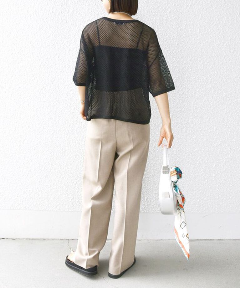 SHIPS for women「〈手洗い可能〉メッシュ編 半袖 ニット プルオーバー」|ニット・セーター|
