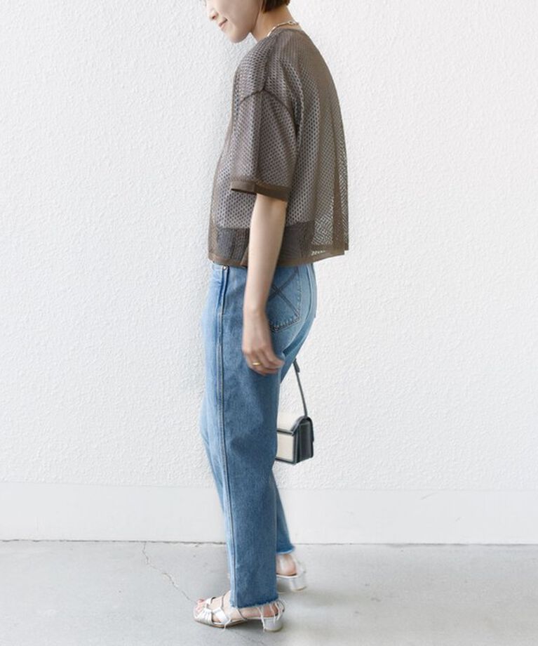 SHIPS for women「〈手洗い可能〉メッシュ編 半袖 ニット プルオーバー」|ニット・セーター|