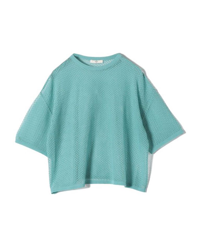 SHIPS for women「〈手洗い可能〉メッシュ編 半袖 ニット プルオーバー」|ニット・セーター|