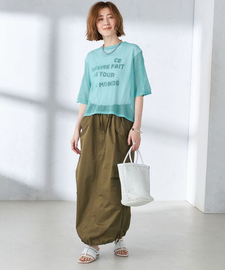 SHIPS for women「〈手洗い可能〉メッシュ編 半袖 ニット プルオーバー」|ニット・セーター|
