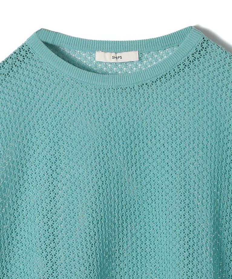 SHIPS for women「〈手洗い可能〉メッシュ編 半袖 ニット プルオーバー」|ニット・セーター|