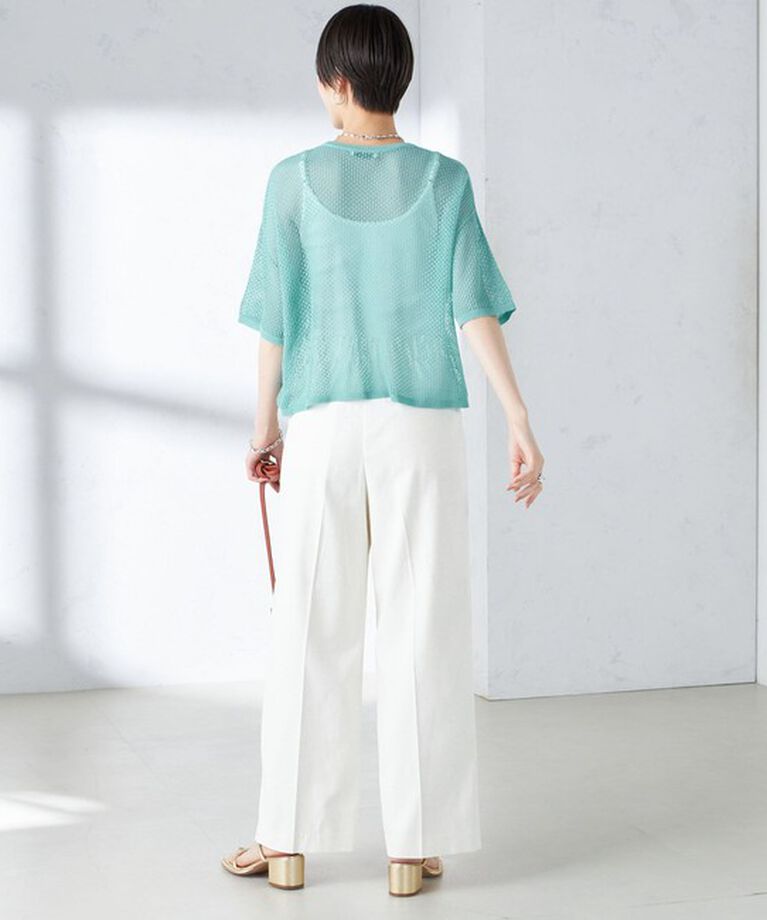SHIPS for women「〈手洗い可能〉メッシュ編 半袖 ニット プルオーバー」|ニット・セーター|