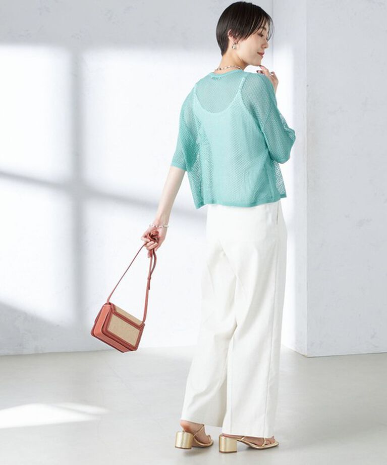 SHIPS for women「〈手洗い可能〉メッシュ編 半袖 ニット プルオーバー」|ニット・セーター|