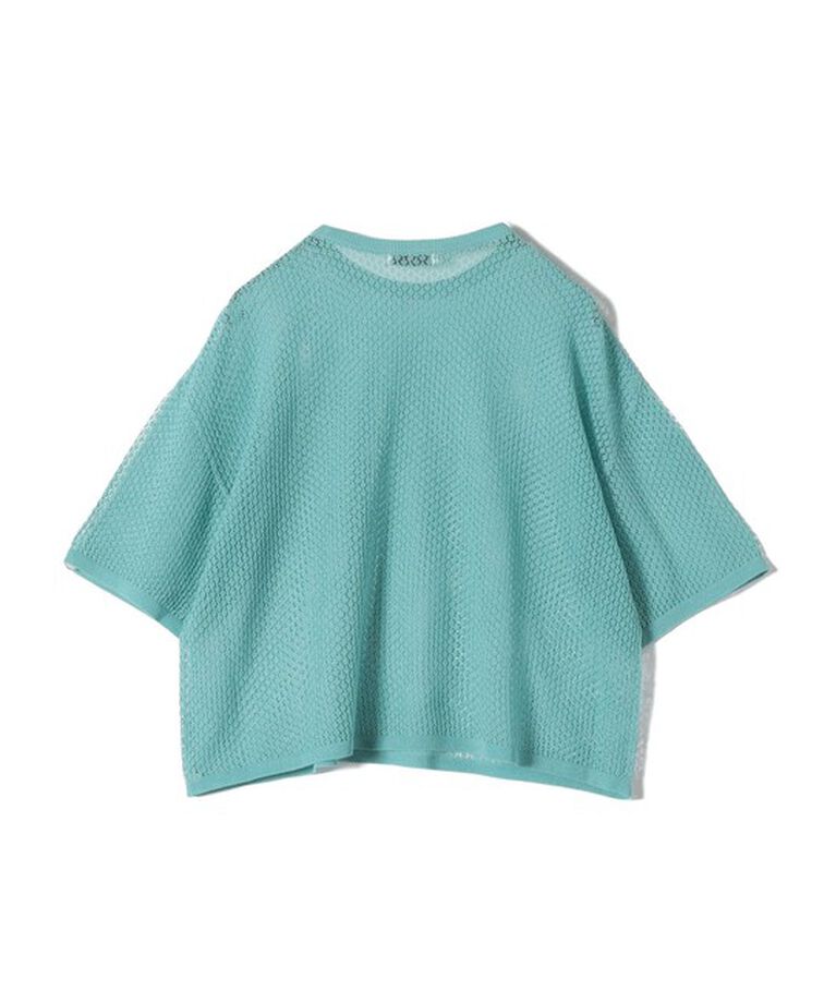 SHIPS for women「〈手洗い可能〉メッシュ編 半袖 ニット プルオーバー」|ニット・セーター|