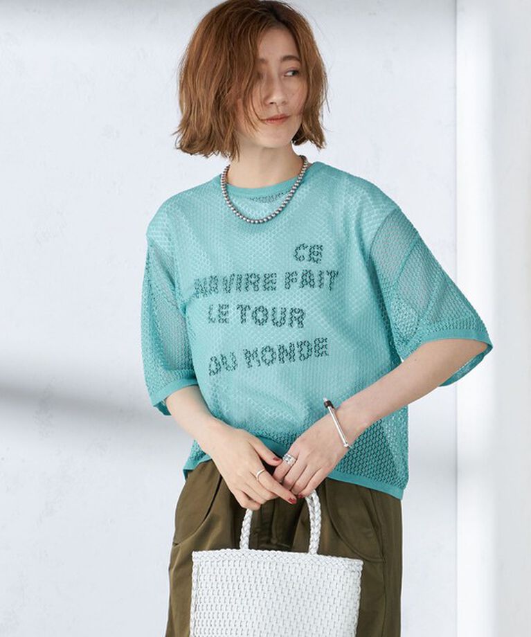 SHIPS for women「〈手洗い可能〉メッシュ編 半袖 ニット プルオーバー」|ニット・セーター|
