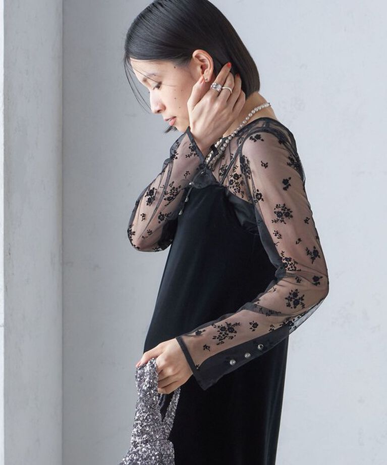 SHIPS for women「〈結婚式・パーティ〉kaene:フロッキー レース ポリエステルベロア 2WAY ドレス」|ワンピース|
