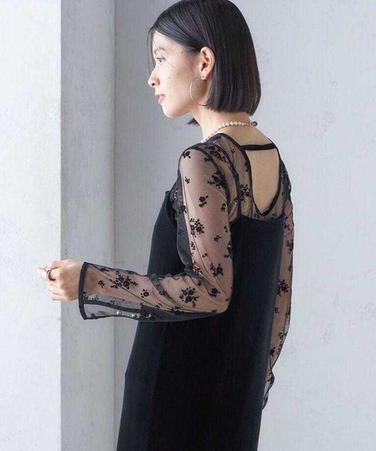 SHIPS for women「〈結婚式・パーティ〉kaene:フロッキー レース ポリエステルベロア 2WAY ドレス」|ワンピース|