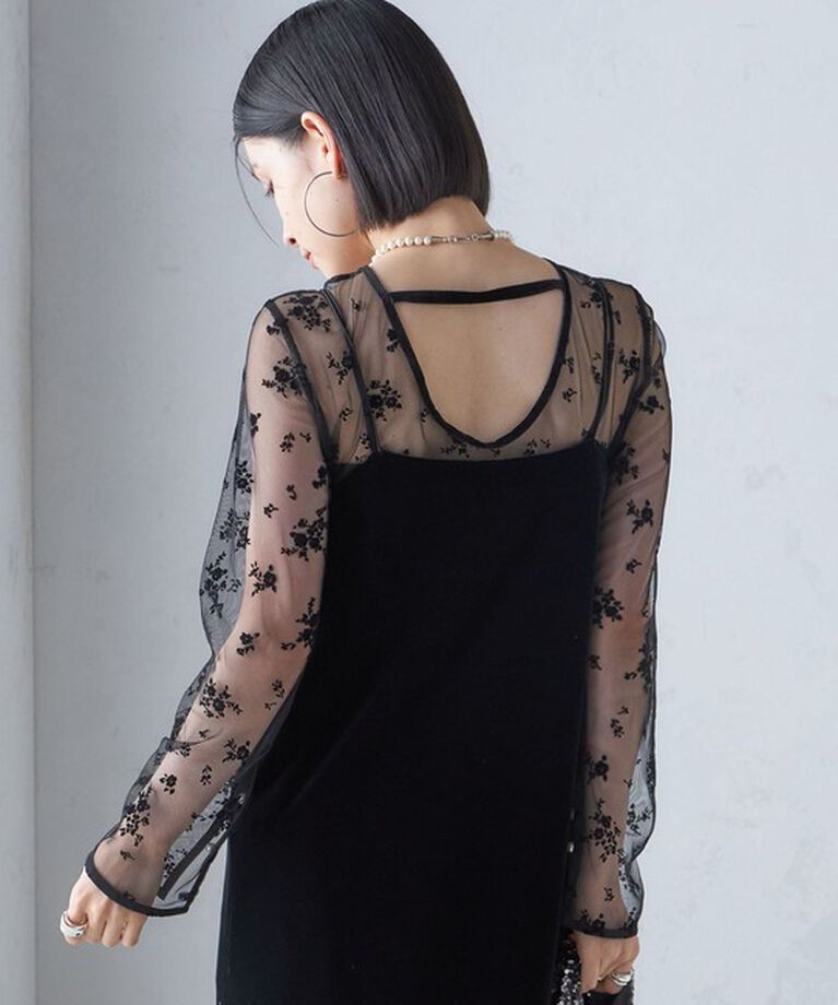 SHIPS for women「〈結婚式・パーティ〉kaene:フロッキー レース ポリエステルベロア 2WAY ドレス」|ワンピース|