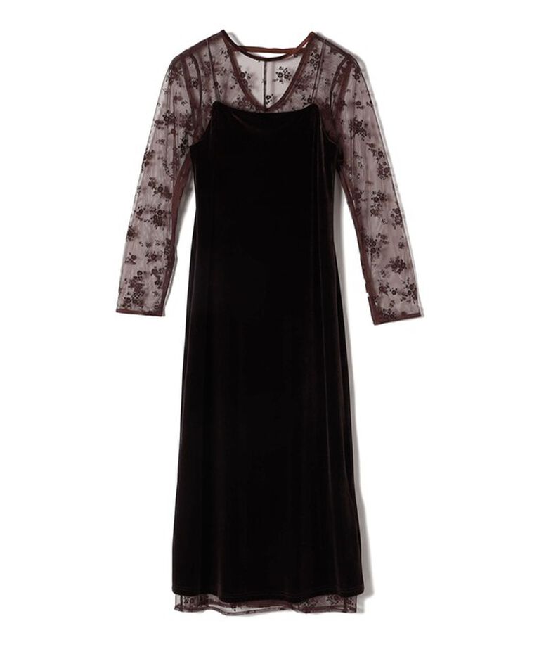 SHIPS for women「〈結婚式・パーティ〉kaene:フロッキー レース ポリエステルベロア 2WAY ドレス」|ワンピース|
