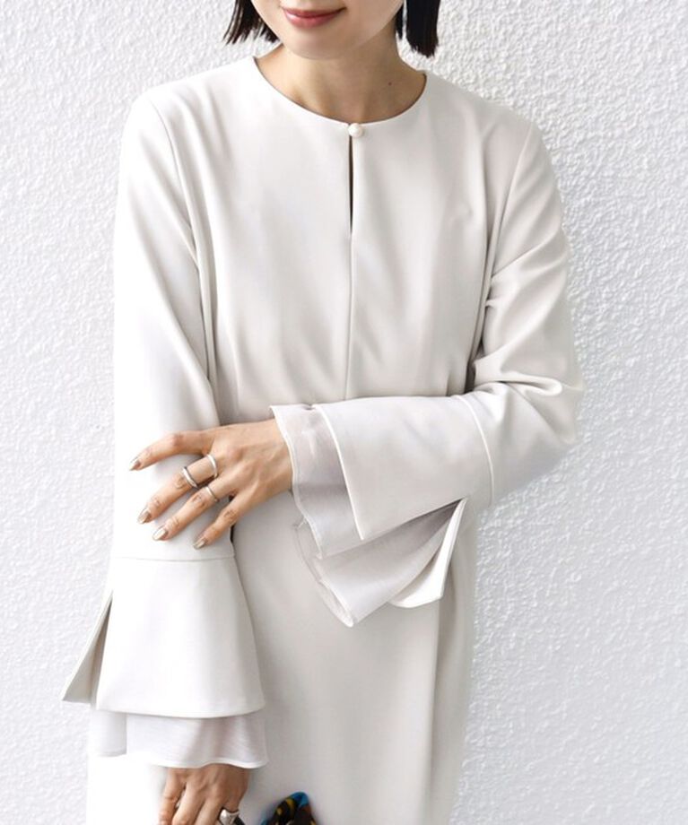 SHIPS for women「〈セレモニー対応可〉重ね着 デザイン ダブル クロス ワンピース」|ワンピース|