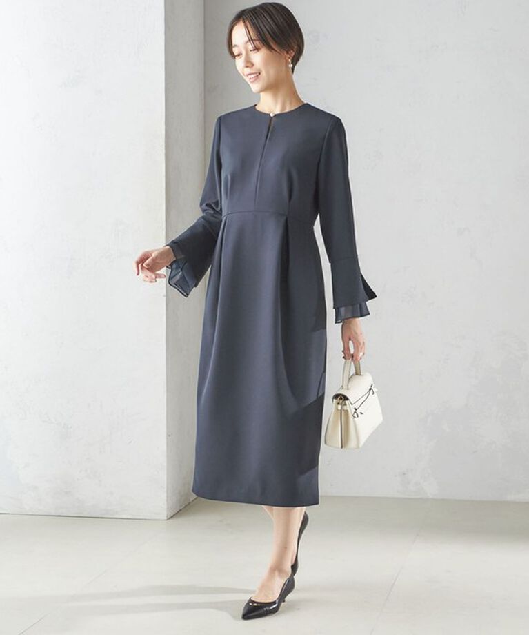SHIPS for women「〈セレモニー対応可〉重ね着 デザイン ダブル クロス ワンピース」|ワンピース|