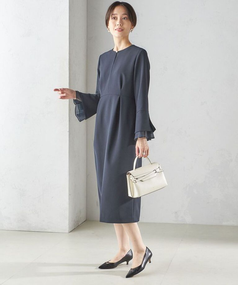 SHIPS for women「〈セレモニー対応可〉重ね着 デザイン ダブル クロス ワンピース」|ワンピース|