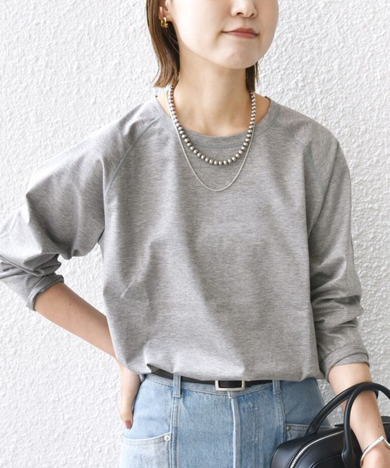 SHIPS for women「〈手洗い可能〉ベースボール TEE」|Tシャツ・カットソー|ライトグレー