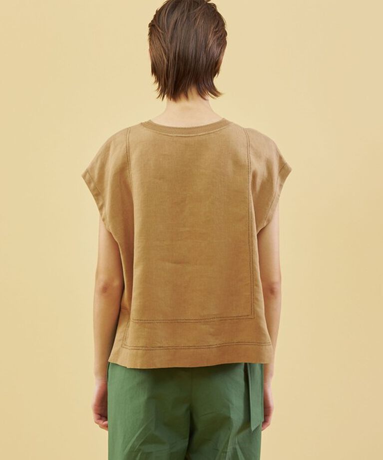 GALERIE VIE「リブコンビフレンチリネン フレンチスリーブプルオーバー」|シャツ・ブラウス|