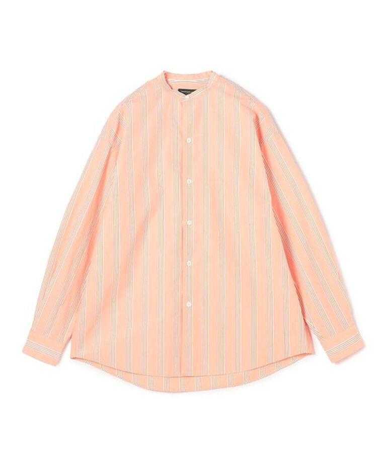 TOMORROWLAND MENS「コットンタイプライター ストライプ バンドカラーシャツ」|シャツ・ブラウス|34 ピンク系