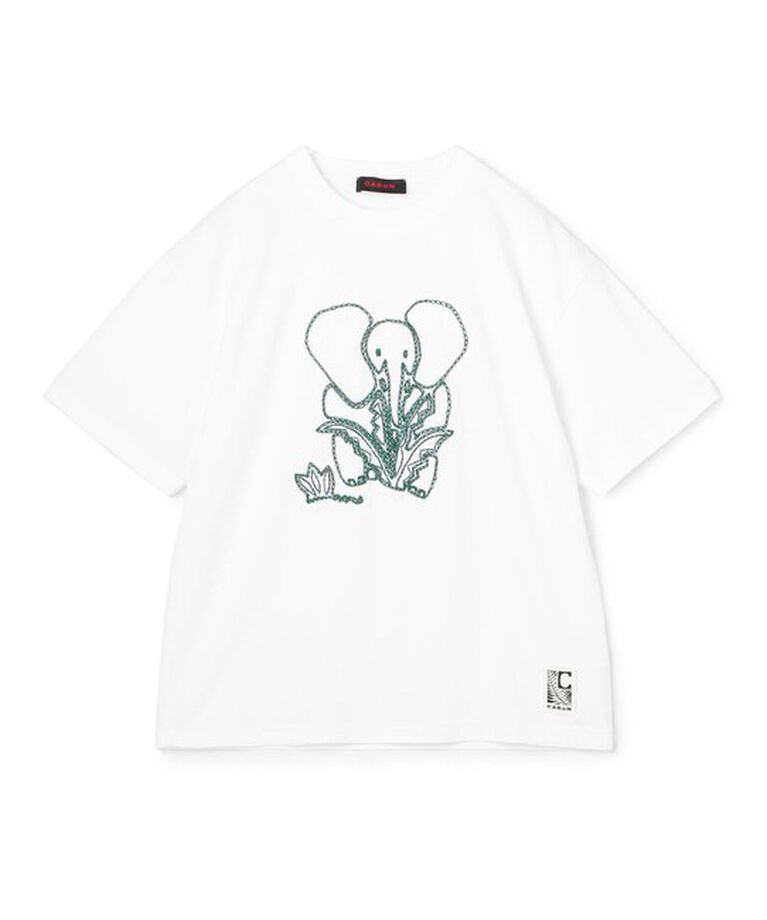 CABaN「CABaN ドライスビンコットン ELEPHANTエンブロイダリー Tシャツ」|Tシャツ・カットソー|12 ホワイト系