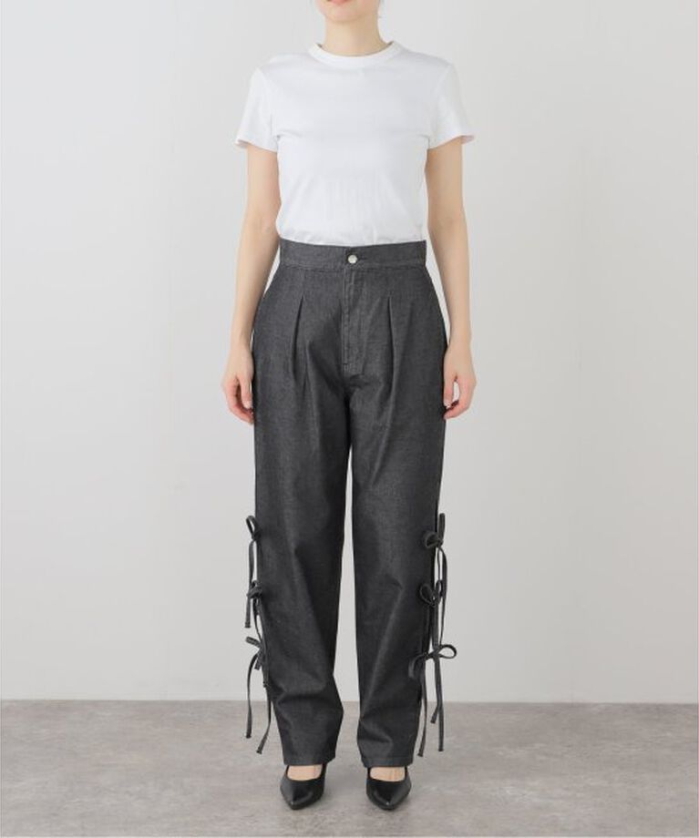  「LIVINGTONE JAZ Side slit with bow LT-JAZ-08：デニムパンツ」|デニム|