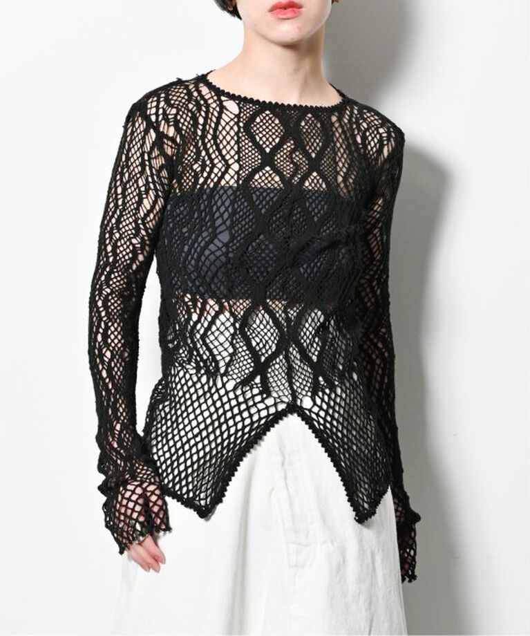  「EUCHRONIA 別注 Lace long sleece tee：カットソー」|Tシャツ・カットソー|ブラック