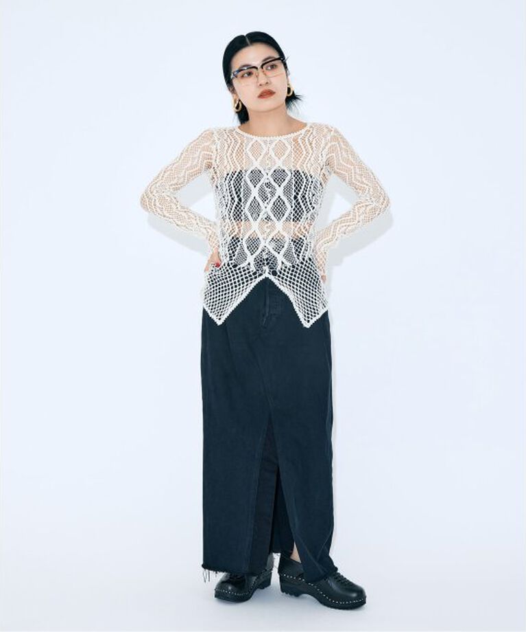  「EUCHRONIA 別注 Lace long sleece tee：カットソー」|Tシャツ・カットソー|