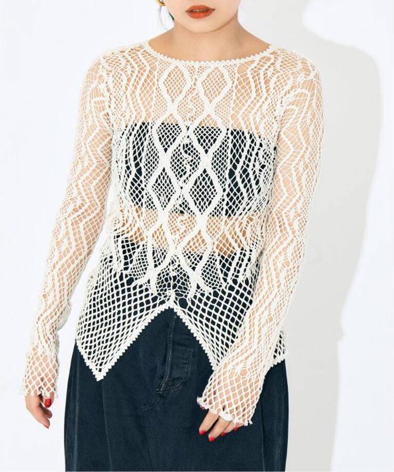  「EUCHRONIA 別注 Lace long sleece tee：カットソー」|Tシャツ・カットソー|ホワイト