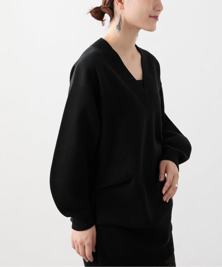 VERMEIL par iena「ダブルニットtuck プルオーバー」|ニット・セーター|ブラック