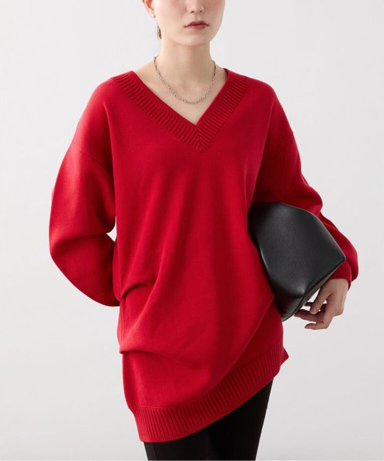 VERMEIL par iena「ダブルニットtuck プルオーバー」|ニット・セーター|レッド