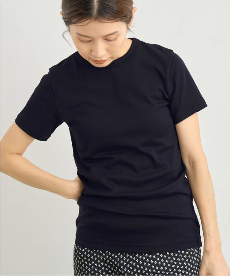 IENA「ATON/エイトン 別注 SUVIN FRAISE ショートスリーブ Tシャツ」|Tシャツ・カットソー|ネイビー