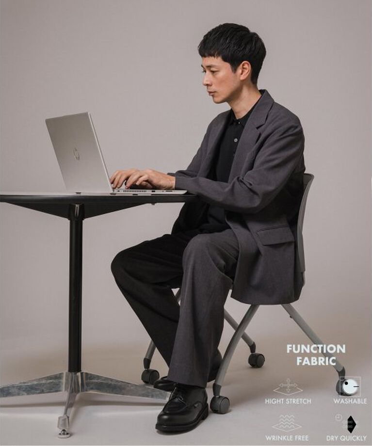 EDIFICE「”MULTI FUNCTION” ダブルブレスト 4ボタン ジャケット」|テーラードジャケット|グレー