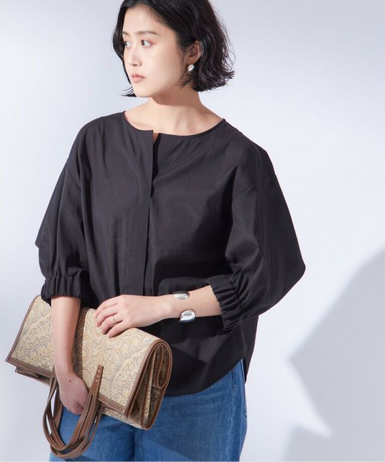 journal standard L'essage「オーガンジーニュアンスノーカラーシャツ」|シャツ・ブラウス|ブラック