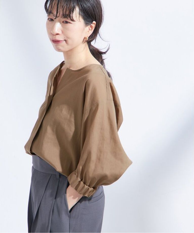 journal standard L'essage「オーガンジーニュアンスノーカラーシャツ」|シャツ・ブラウス|ブラウン B
