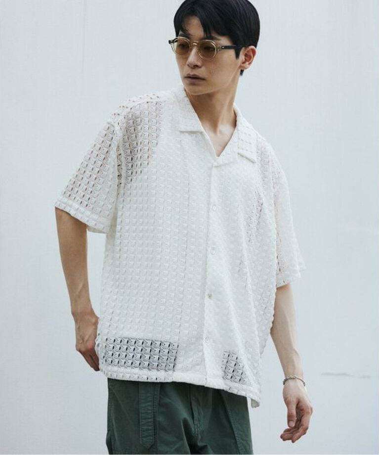 JOURNAL STANDARD「アブストラクト レース 半袖 シャツ」|シャツ・ブラウス|ホワイト