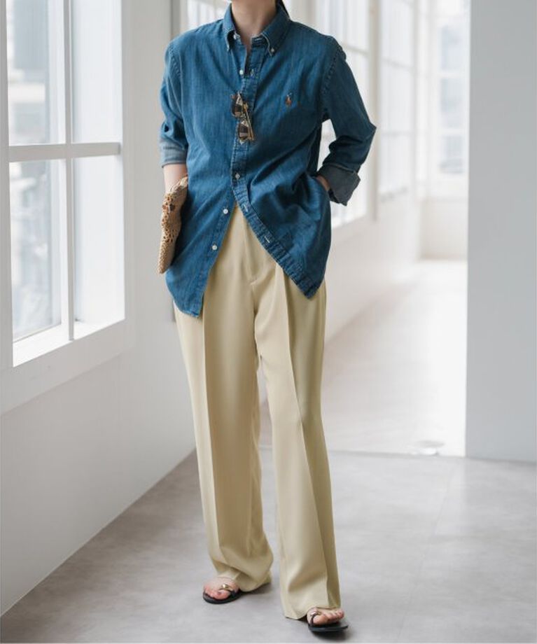 Spick and Span「ストレッチタックストレートパンツ」|スラックス|